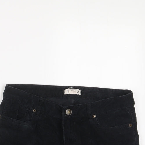 I Love H81 Womens Black Cotton Basic Shorts Size 25 in Regular Zip