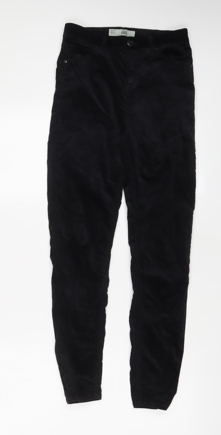 Topshop Womens Black Cotton Trousers Size 26 in L32 in Regular Zip
