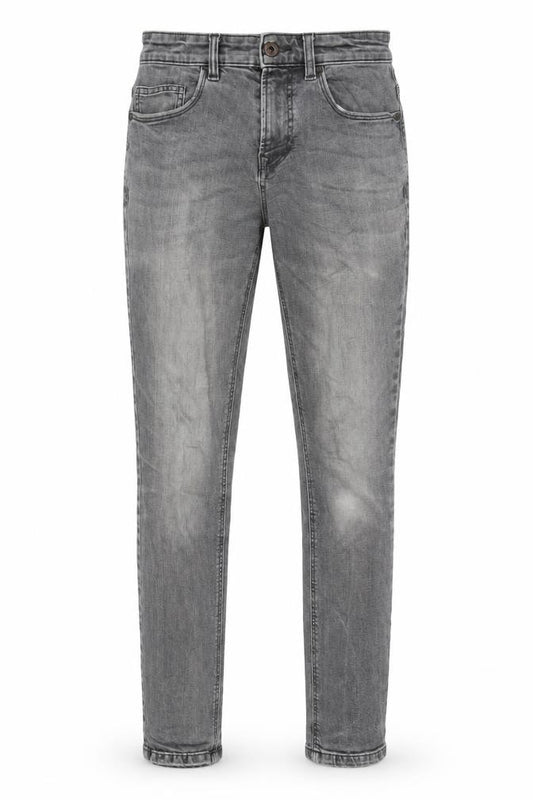 Front view of NEXT women’s grey cotton skinny jeans, size UK 26, in, 31-inch leg regular zip