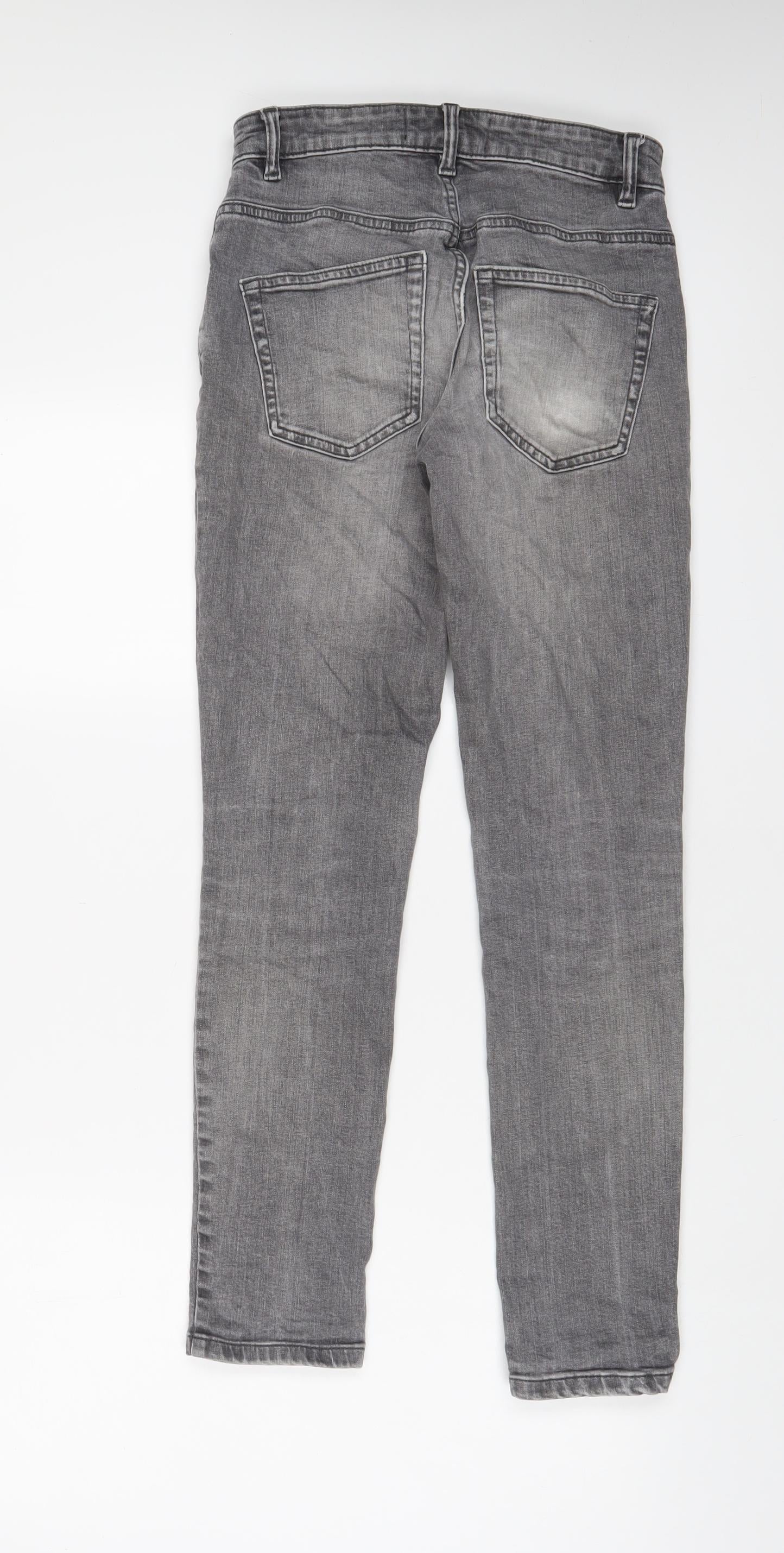 NEXT Mens Grey Cotton Skinny Jeans Size 26 in L31 in Regular Zip