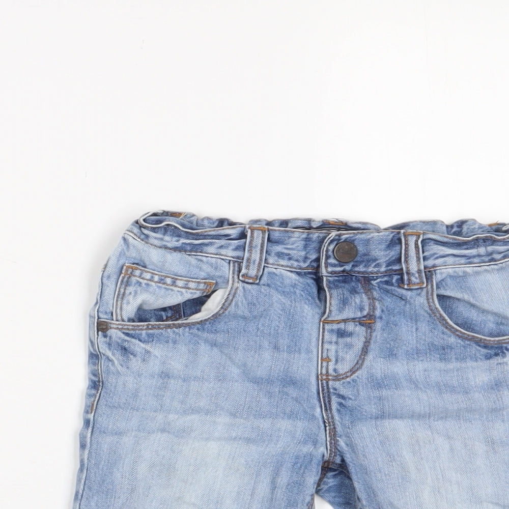 NEXT Girls Blue Cotton Bermuda Shorts Size 4-5 Years Regular Zip