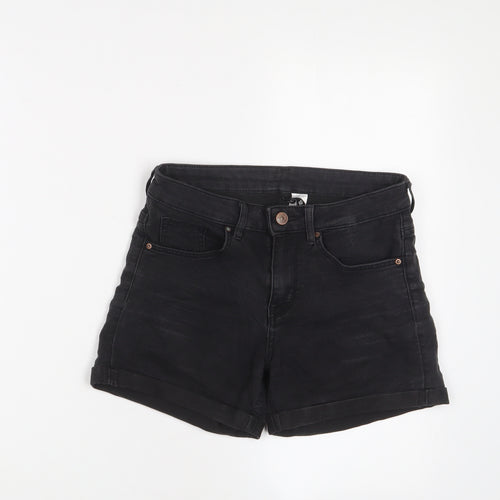H&M Womens Grey Cotton Basic Shorts Size 8 L3 in Regular Zip