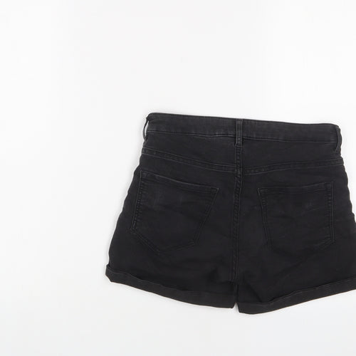 H&M Womens Grey Cotton Basic Shorts Size 8 L3 in Regular Zip