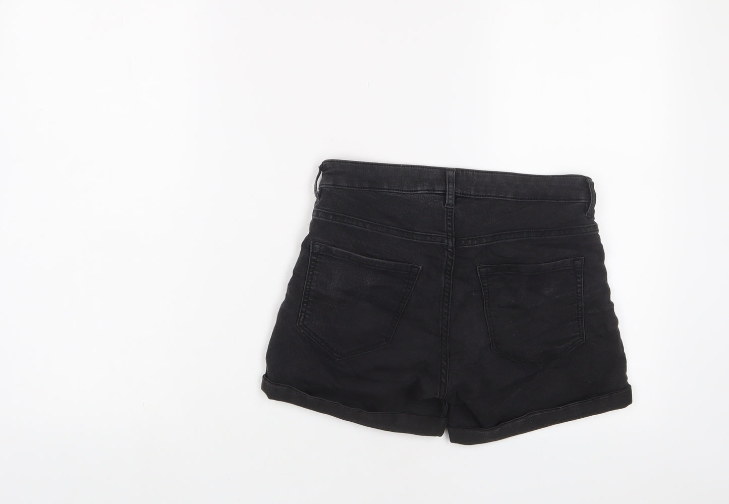 H&M Womens Grey Cotton Basic Shorts Size 8 L3 in Regular Zip