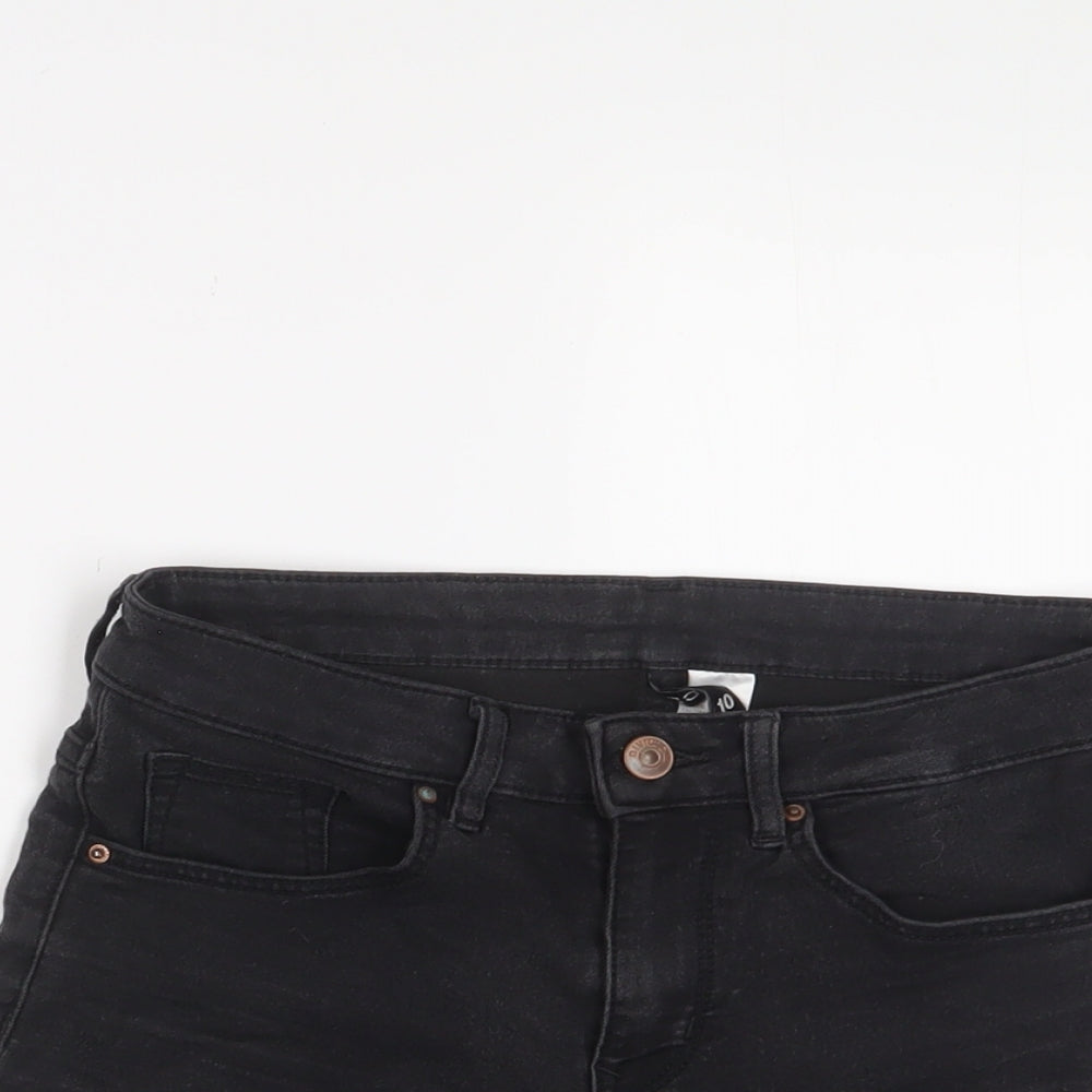 H&M Womens Grey Cotton Basic Shorts Size 8 L3 in Regular Zip