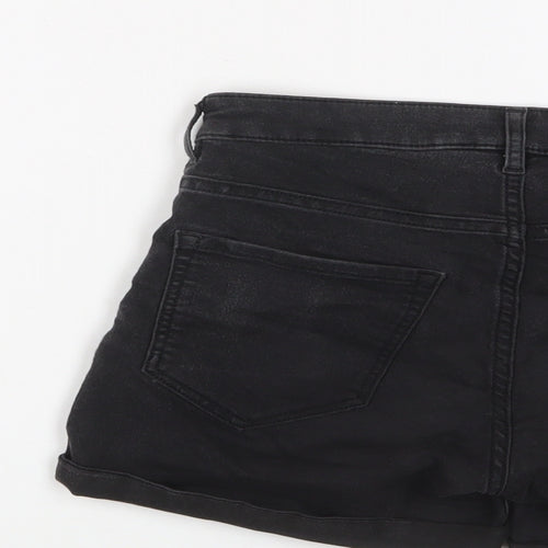 H&M Womens Grey Cotton Basic Shorts Size 8 L3 in Regular Zip