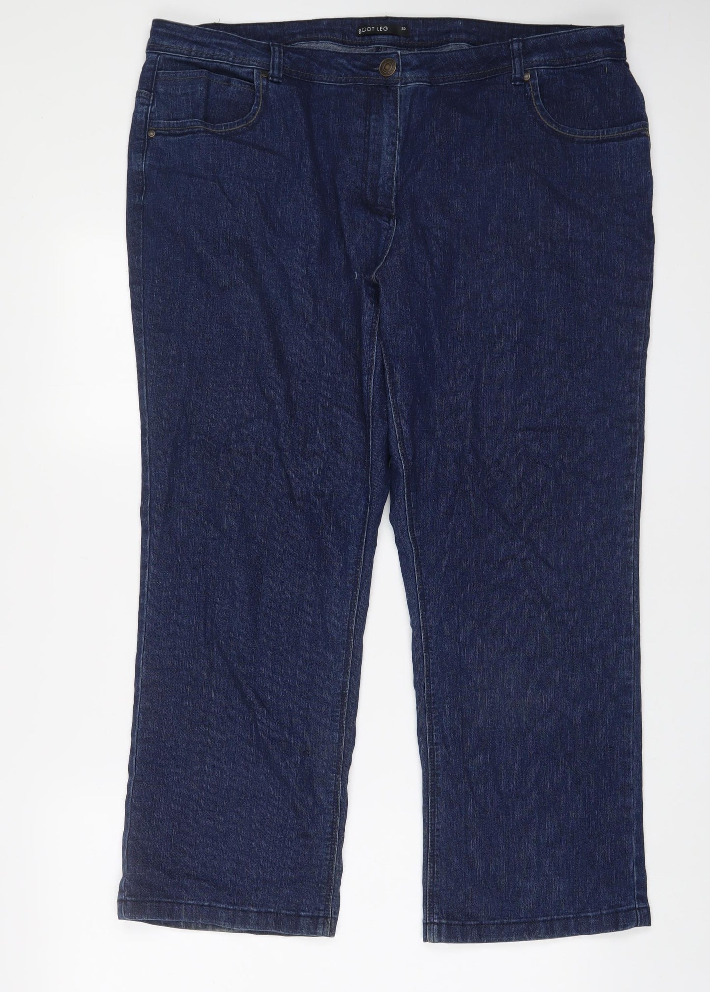 Bonmarché Womens Blue Cotton Bootcut Jeans Size 20 L27 in Regular Zip