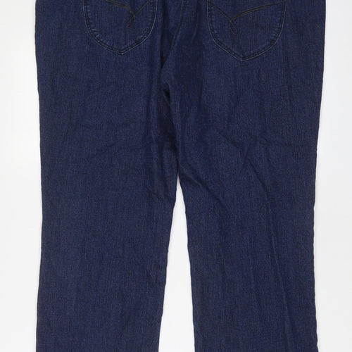 Bonmarché Womens Blue Cotton Bootcut Jeans Size 20 L27 in Regular Zip
