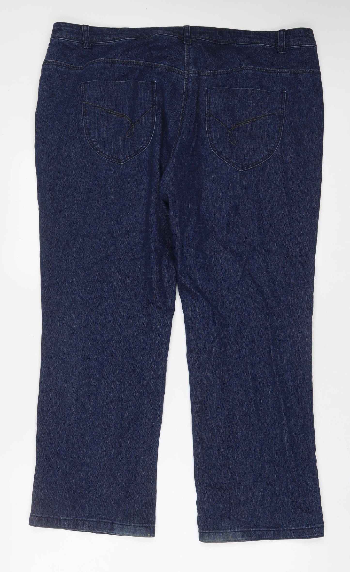 Bonmarché Womens Blue Cotton Bootcut Jeans Size 20 L27 in Regular Zip