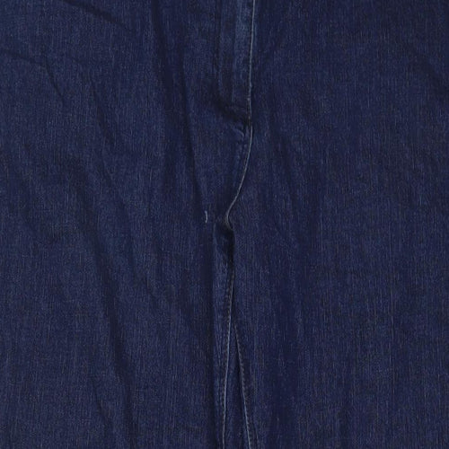 Bonmarché Womens Blue Cotton Bootcut Jeans Size 20 L27 in Regular Zip
