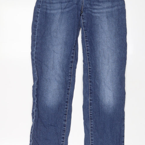 NEXT Womens Blue Cotton Skinny Jeans Size 6 L28 in Relaxed Zip