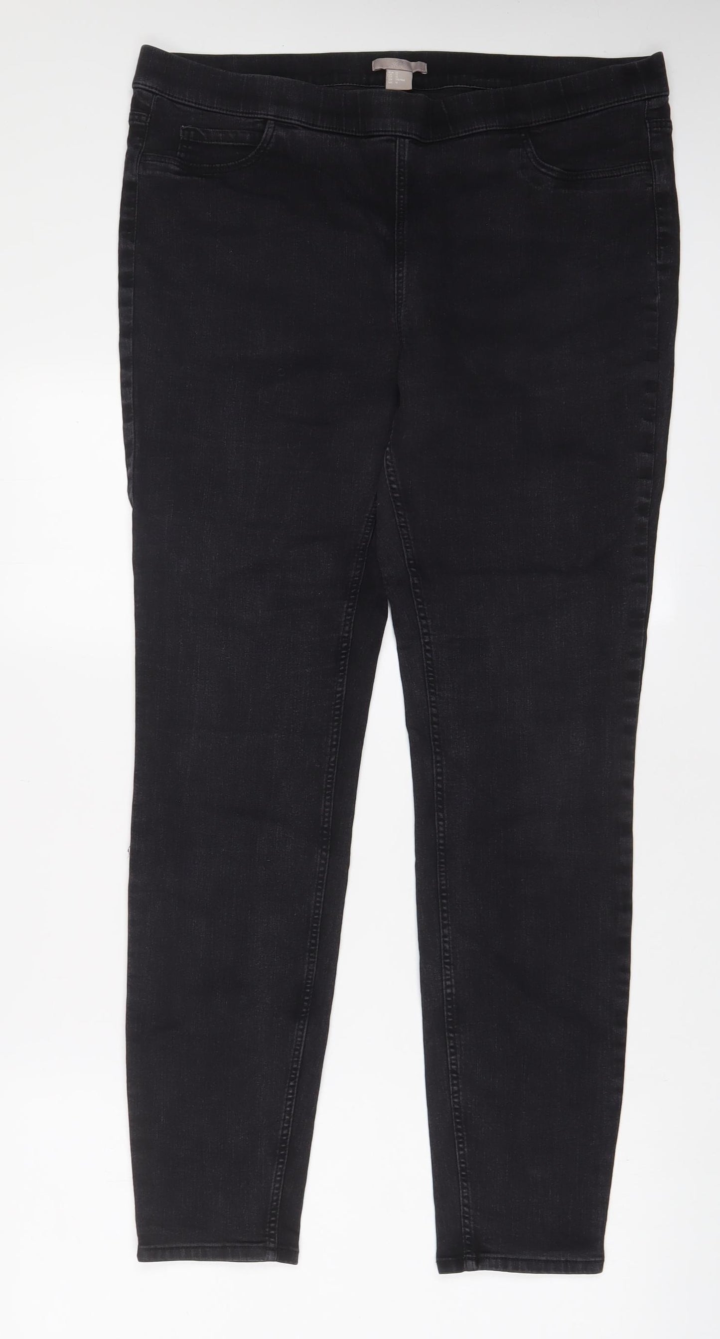 H&M Womens Grey Cotton Jegging Jeans Size 18 L30 in Regular