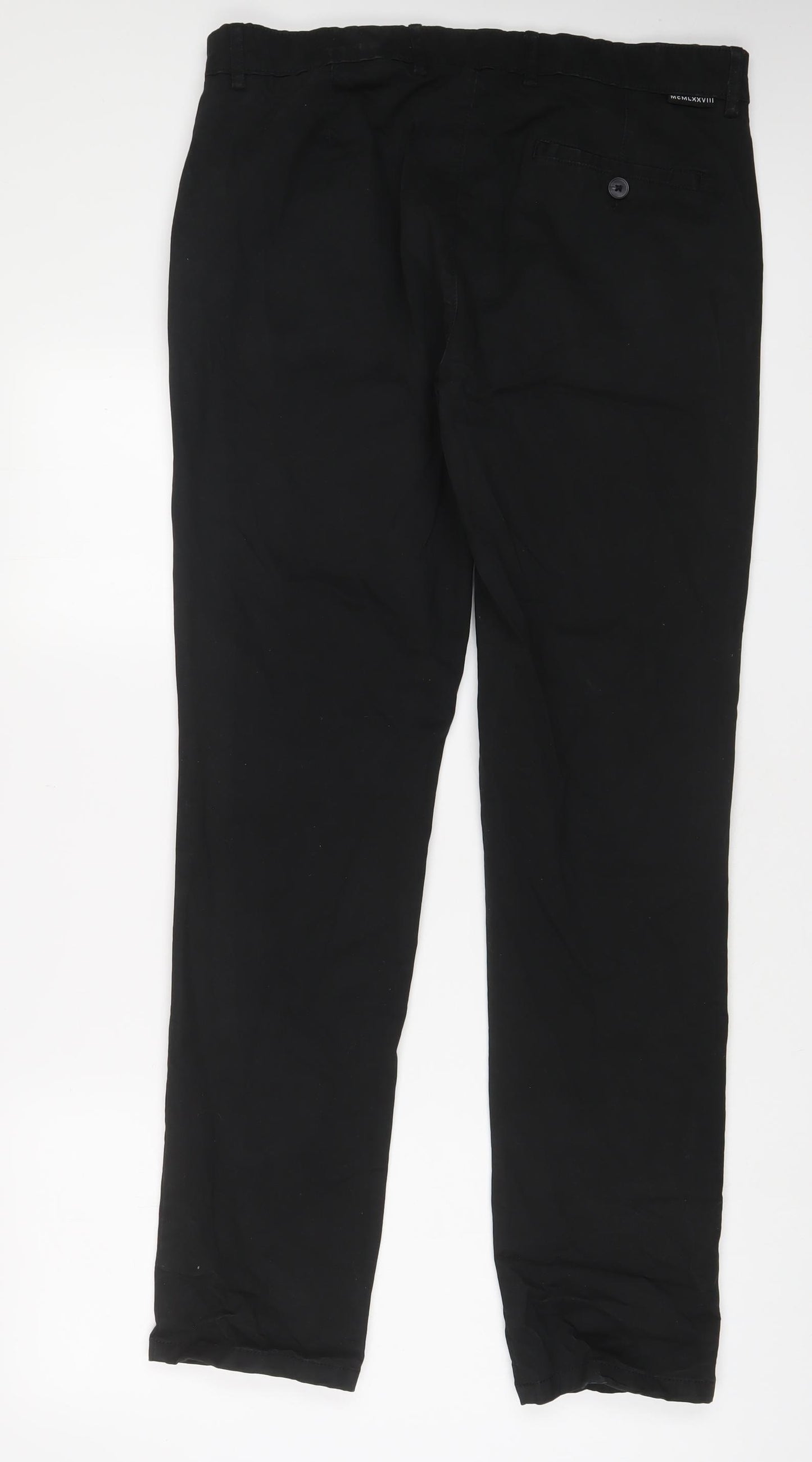 Topman Mens Black Cotton Trousers Size 34 in L32 in Regular Zip