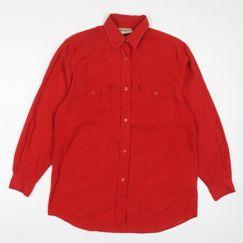 Richards Mens Red Cotton Button-Up Size S Collared Button