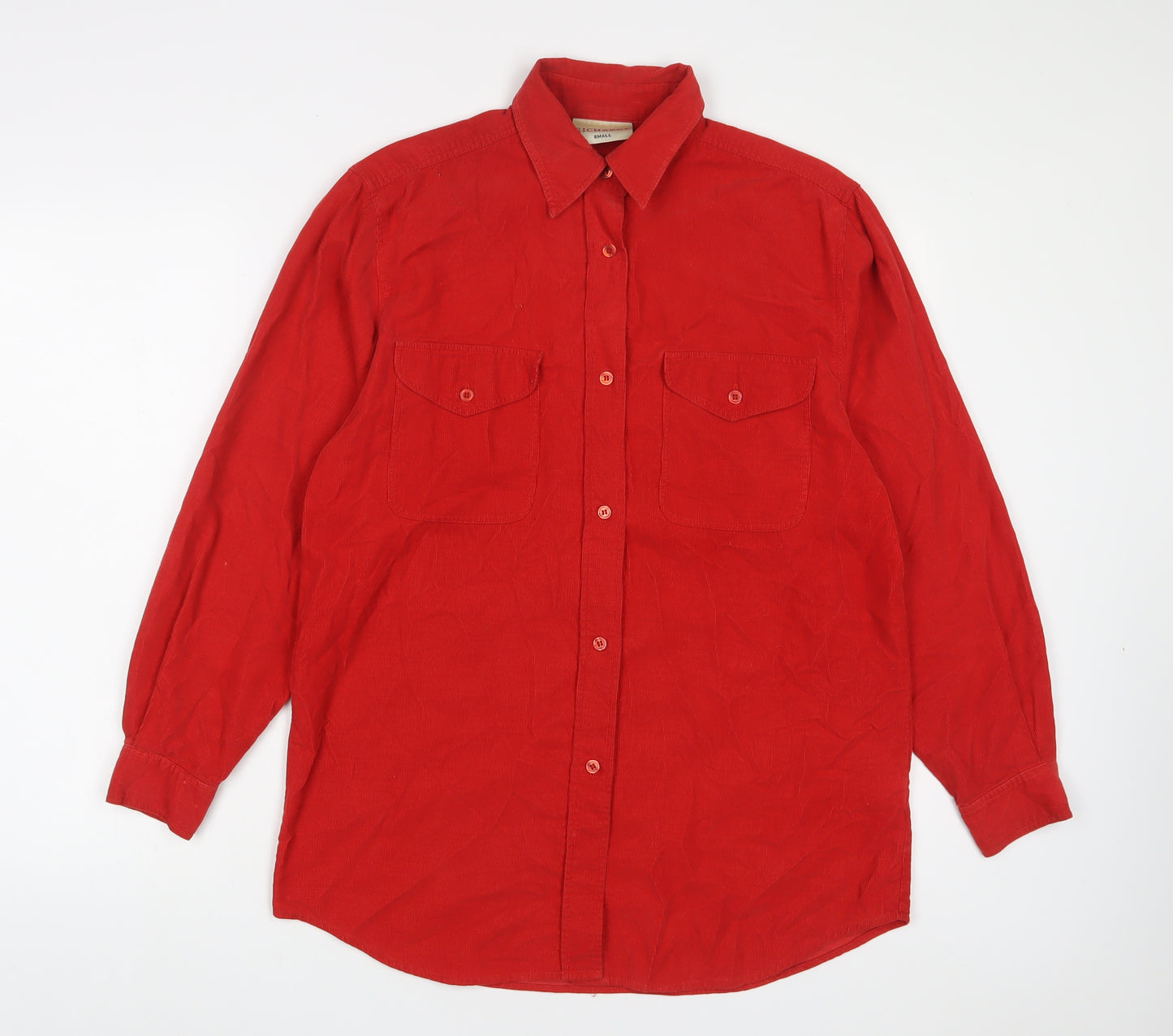 Richards Mens Red Cotton Button-Up Size S Collared Button