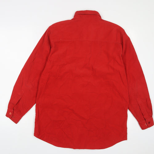 Richards Mens Red Cotton Button-Up Size S Collared Button