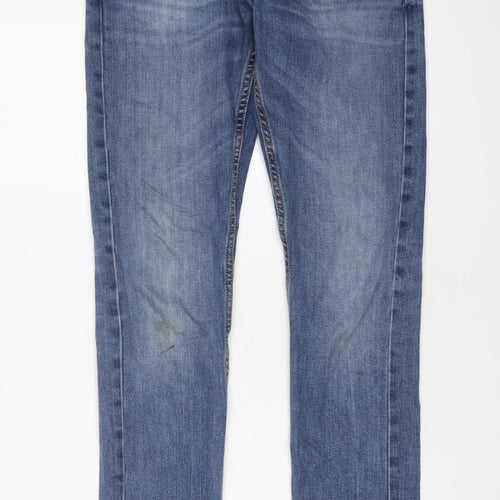 Worn by you Mens Blue Cotton Straight Jeans Size 29 in L32 in Slim Zip