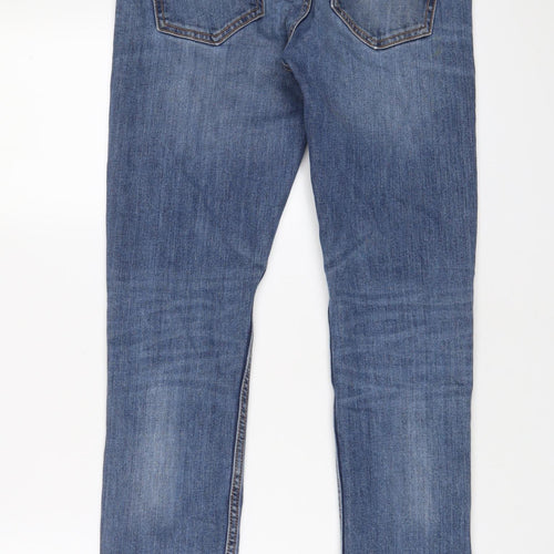 Worn by you Mens Blue Cotton Straight Jeans Size 29 in L32 in Slim Zip