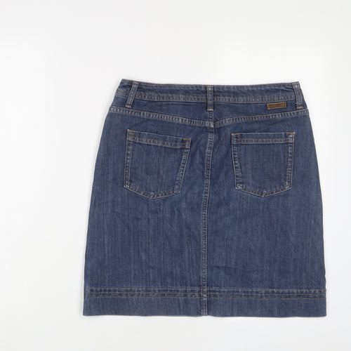 Boden Womens Blue Cotton A-Line Skirt Size 12 Zip