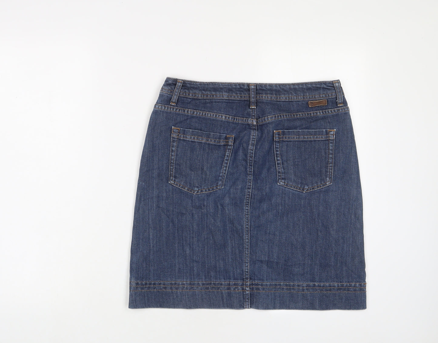 Boden Womens Blue Cotton A-Line Skirt Size 12 Zip