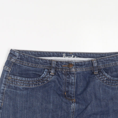 Boden Womens Blue Cotton A-Line Skirt Size 12 Zip
