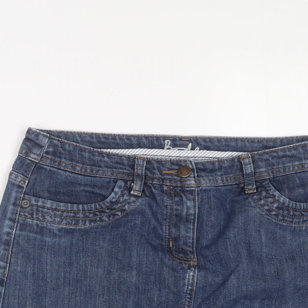 Boden Womens Blue Cotton A-Line Skirt Size 12 Zip
