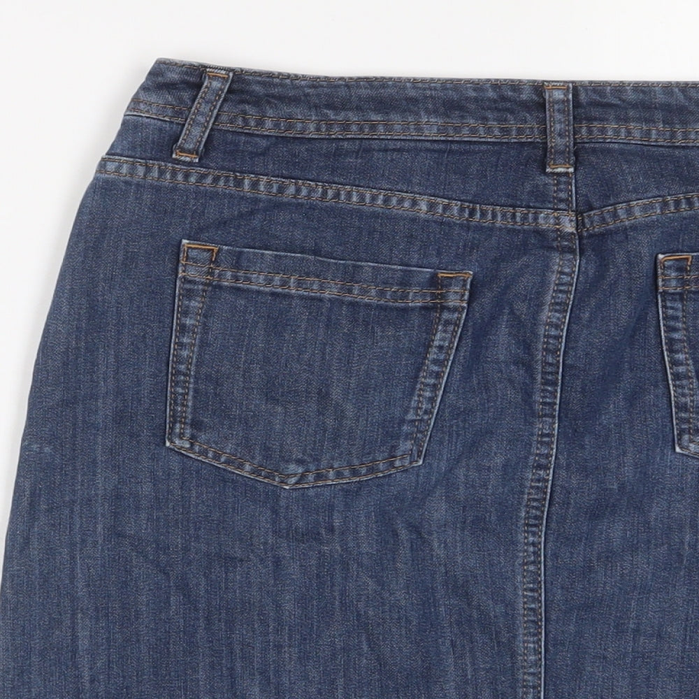 Boden Womens Blue Cotton A-Line Skirt Size 12 Zip