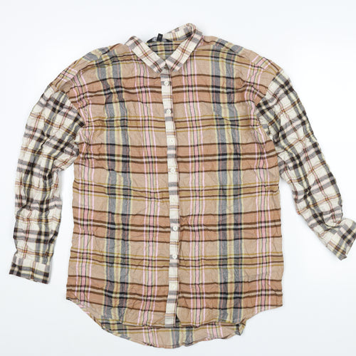 NEXT Womens Multicoloured Check Viscose Basic Button-Up Size 14 Collared