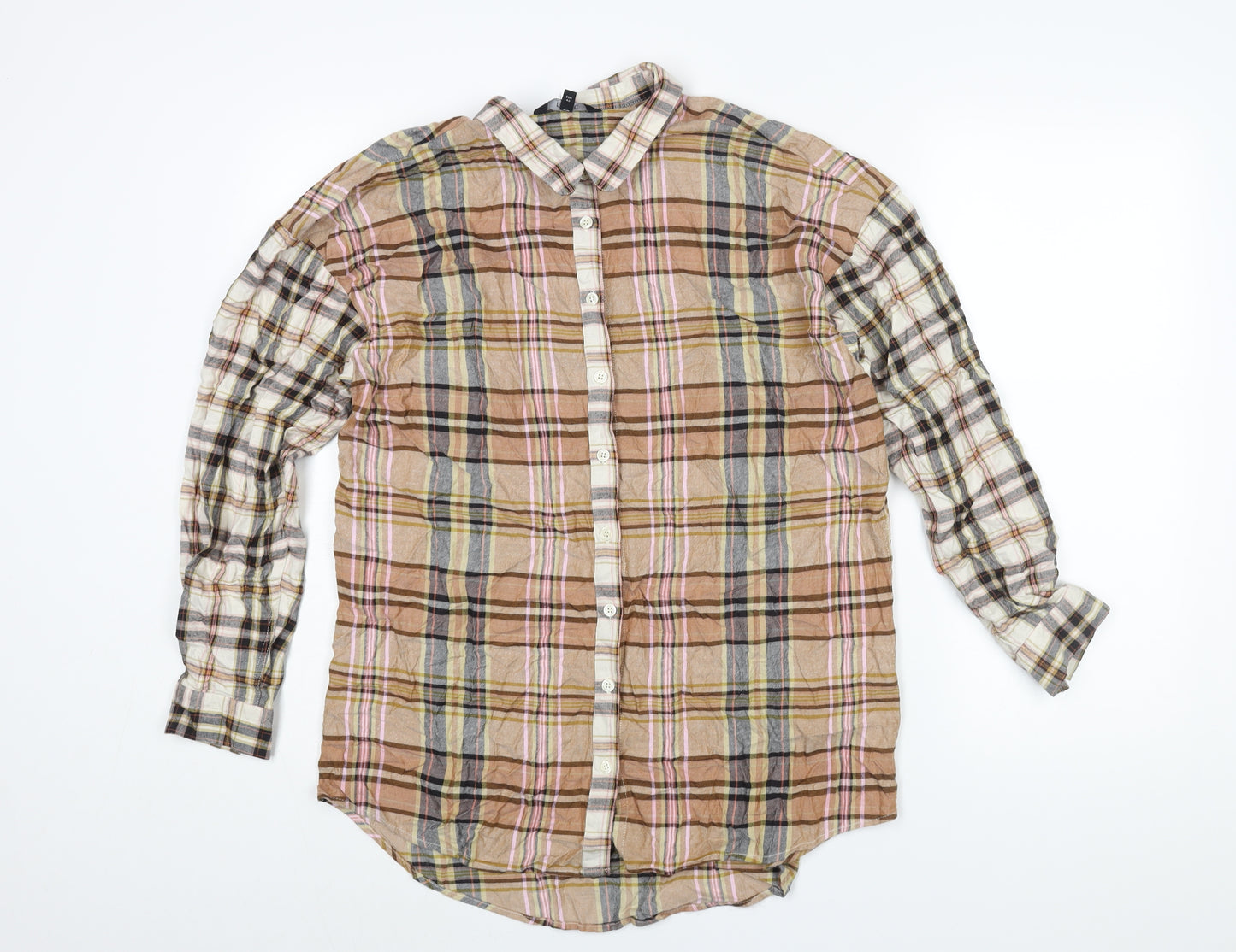 NEXT Womens Multicoloured Check Viscose Basic Button-Up Size 14 Collared