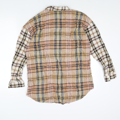 NEXT Womens Multicoloured Check Viscose Basic Button-Up Size 14 Collared