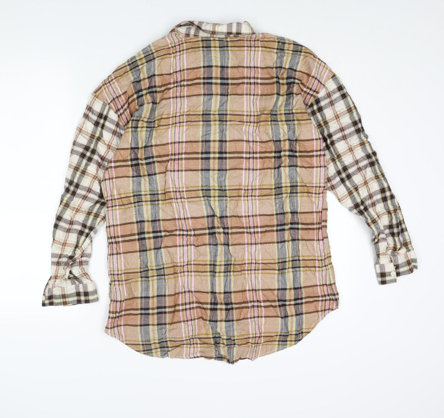 NEXT Womens Multicoloured Check Viscose Basic Button-Up Size 14 Collared