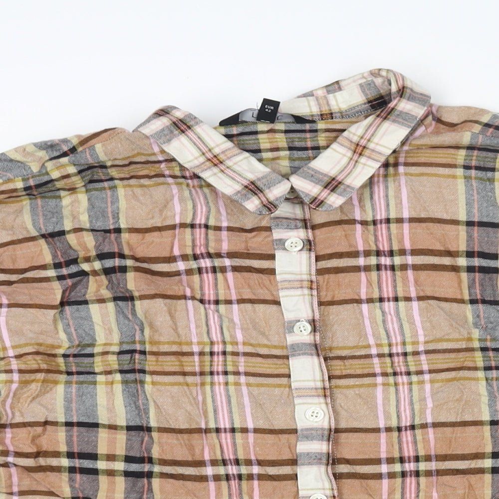 NEXT Womens Multicoloured Check Viscose Basic Button-Up Size 14 Collared