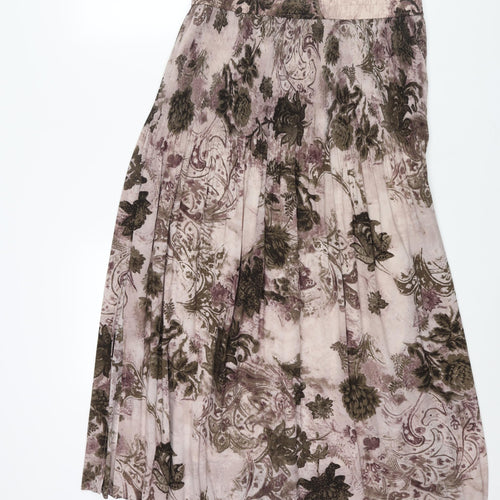 LUCIA Womens Multicoloured Geometric Polyester A-Line Skirt Size 14 - Rouched Elasticated Waist