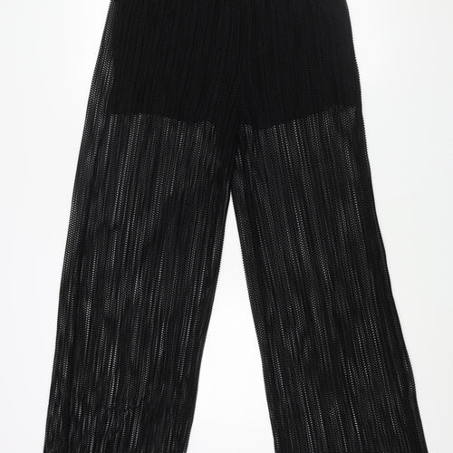 Mango Womens Black Polyester Trousers Size S L34 in Regular - Semi Sheer Undershort Lining