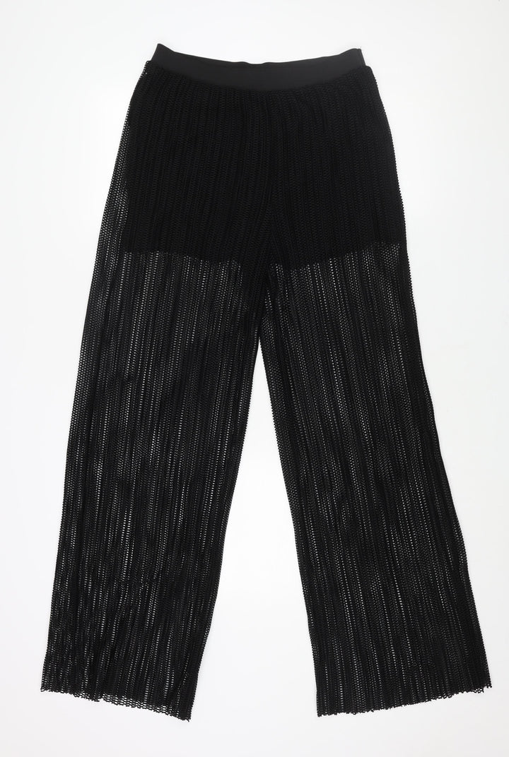 Mango Womens Black Polyester Trousers Size S L34 in Regular - Semi Sheer Undershort Lining