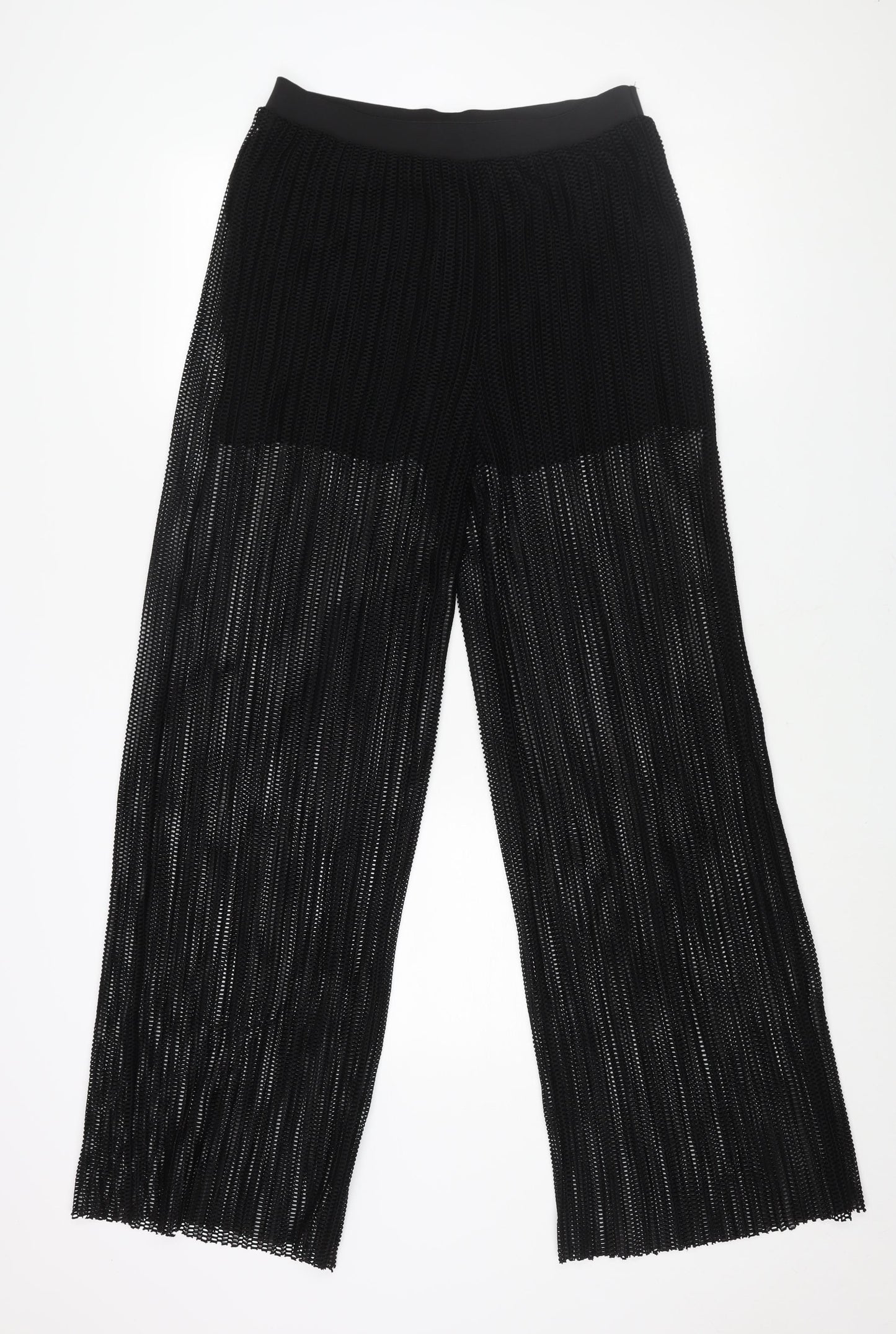 Mango Womens Black Polyester Trousers Size S L34 in Regular - Semi Sheer Undershort Lining