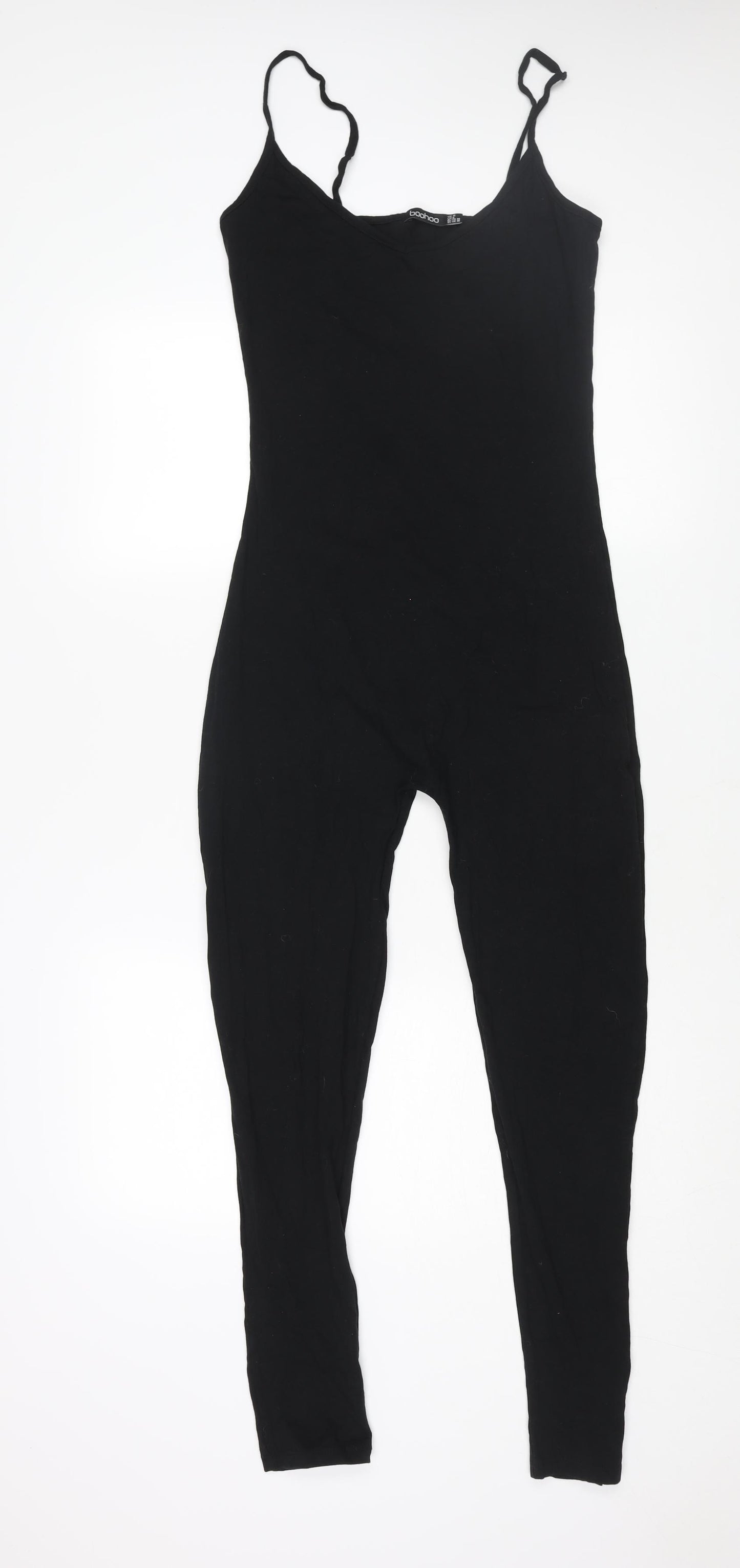 Boohoo Womens Black Cotton Catsuit One-Piece Size 10 L27 in Pullover