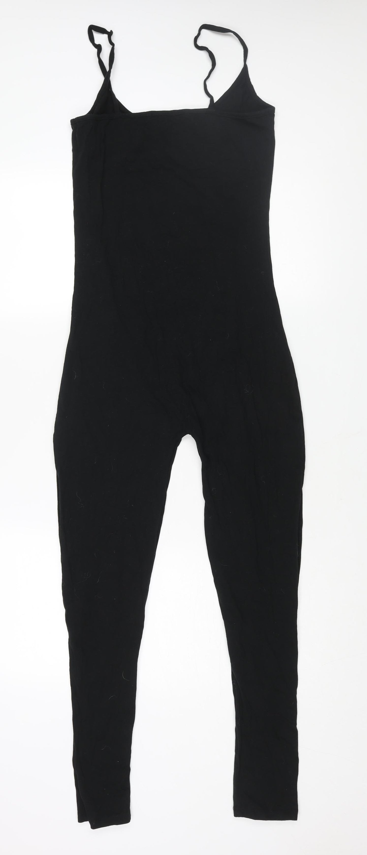 Boohoo Womens Black Cotton Catsuit One-Piece Size 10 L27 in Pullover