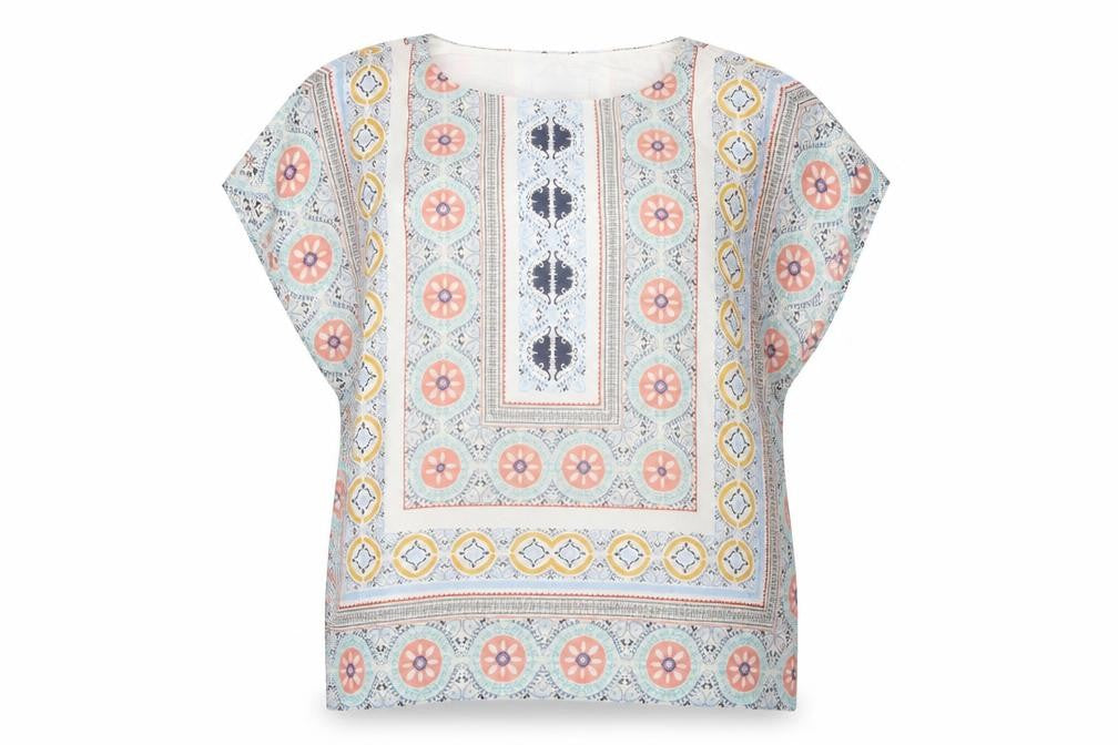 Classics Womens Multicoloured Geometric Polyester Basic Blouse Size 14 Round Neck