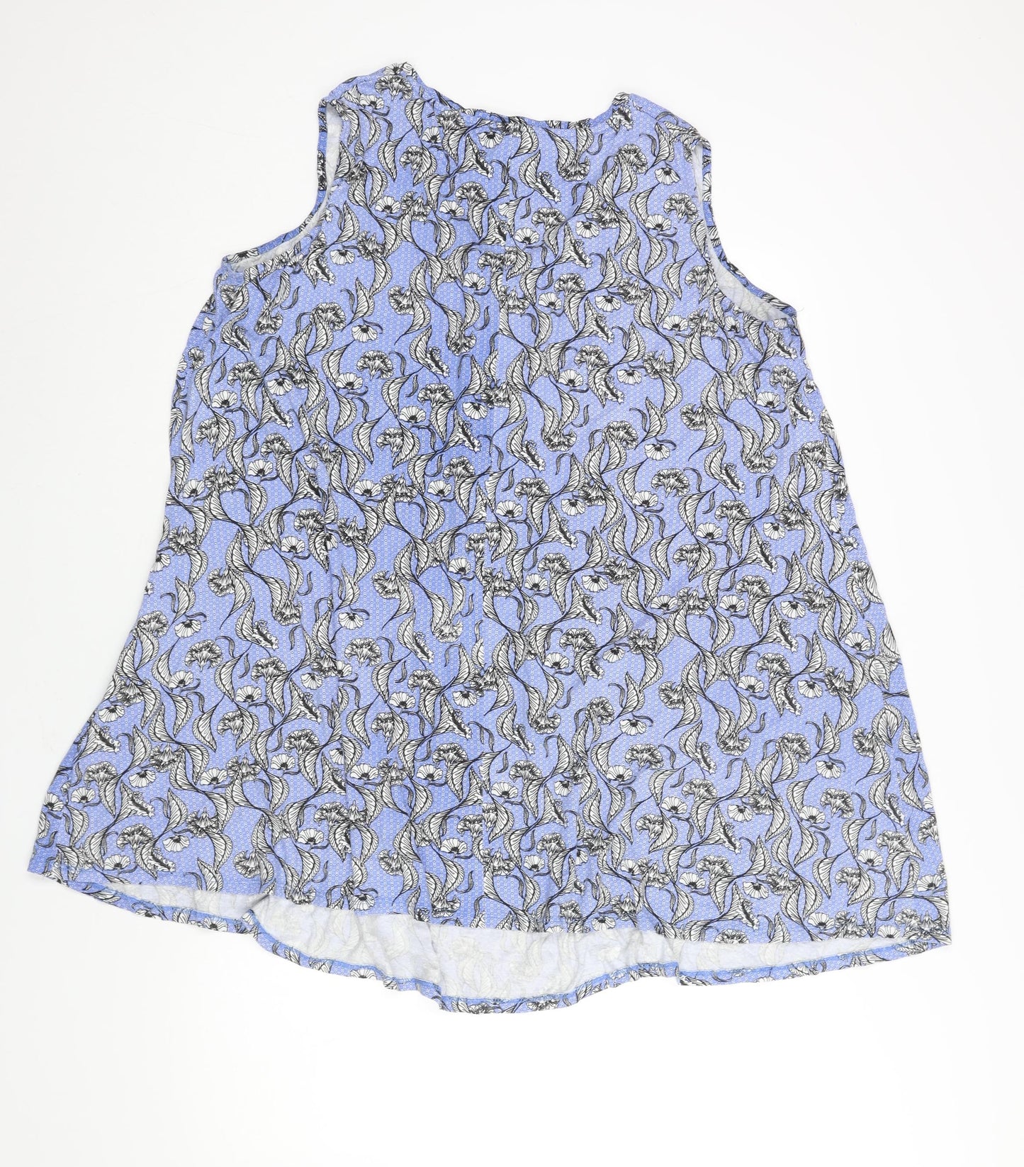 Yours Womens Blue Geometric Viscose A-Line Size 22 V-Neck Pullover - Floral Print Size 22-24