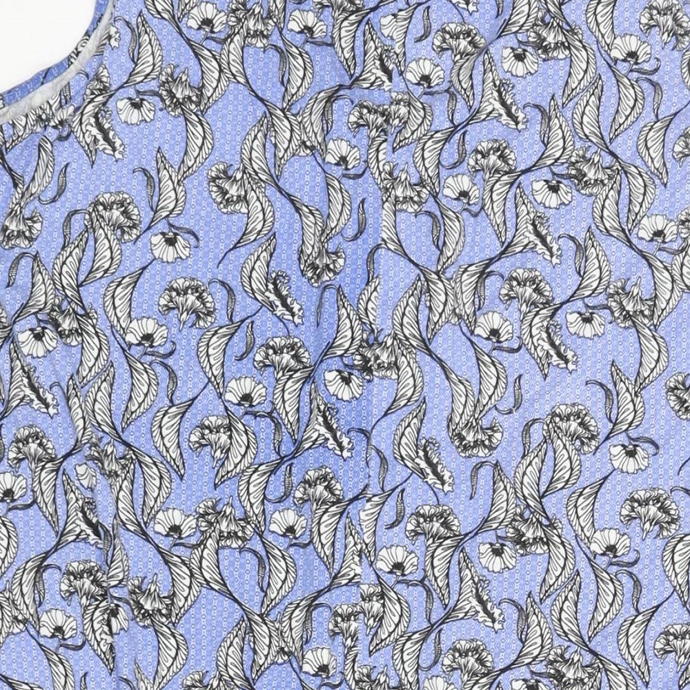 Yours Womens Blue Geometric Viscose A-Line Size 22 V-Neck Pullover - Floral Print Size 22-24