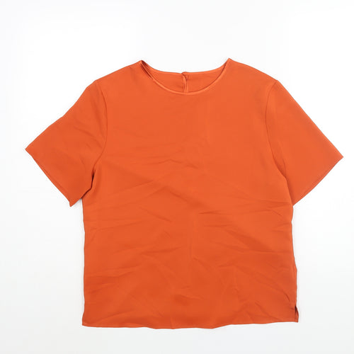 St Michael Womens Orange Polyester Basic Blouse Size 12 Round Neck