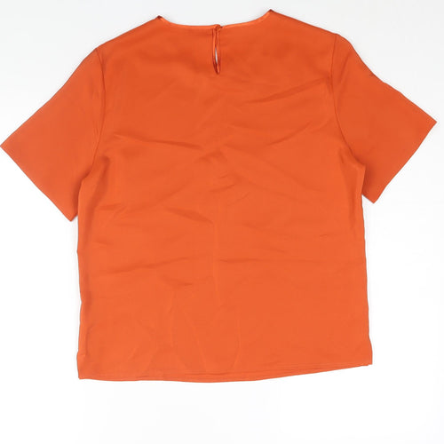 St Michael Womens Orange Polyester Basic Blouse Size 12 Round Neck