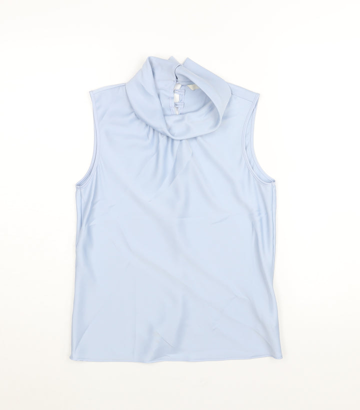 Marks and Spencer Womens Blue Polyester Camisole Blouse Size 10 Roll Neck