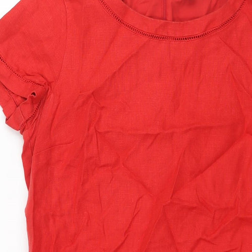 Per Una Womens Red Polyester Shift Size 14 Round Neck Zip - Lace Detail