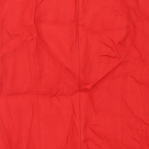 Per Una Womens Red Polyester Shift Size 14 Round Neck Zip - Lace Detail