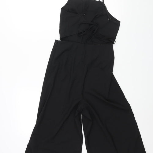 Missguided Womens Black Polyester Jumpsuit One-Piece Size 6 L16 in Zip - Cut Out