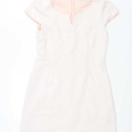 Oui Womens Pink Polyamide Shift Size 14 V-Neck Zip