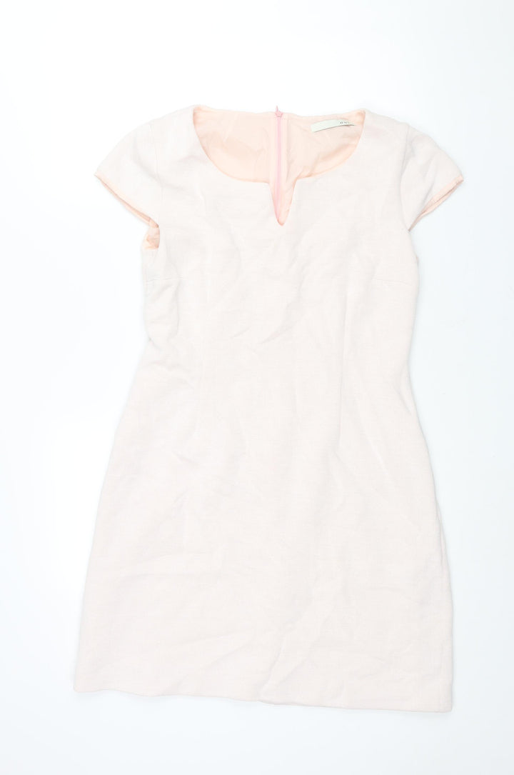 Oui Womens Pink Polyamide Shift Size 14 V-Neck Zip