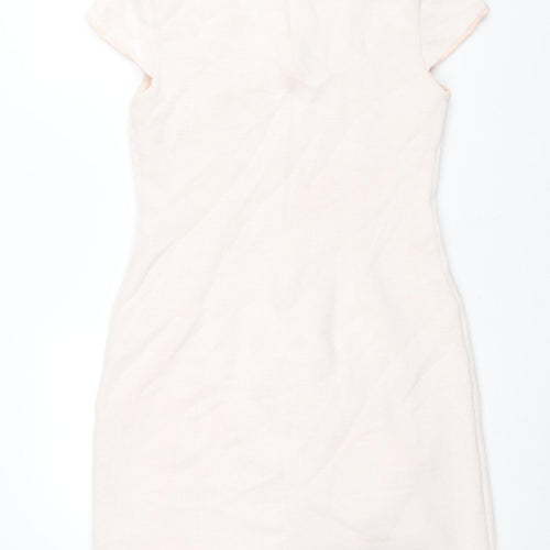 Oui Womens Pink Polyamide Shift Size 14 V-Neck Zip